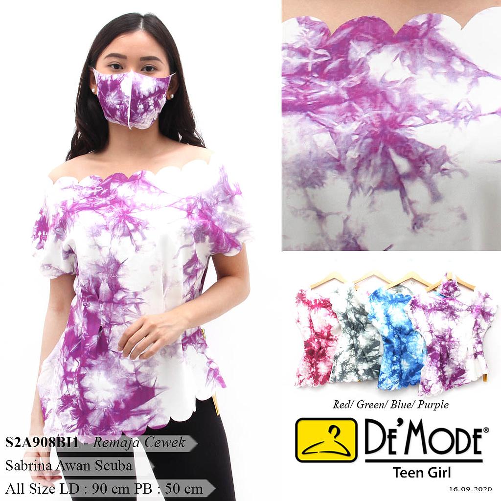 LUNA BLOUSE AWAN LIPIT PINGGANG FULLPRINT + MASKER