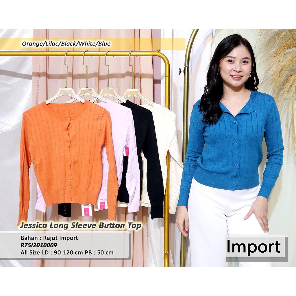 Jesica long sleeve button top