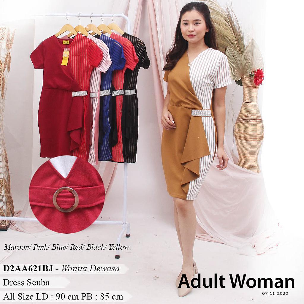 LALA DRESS RUMBAI SCUBA GLASS STRIPE 