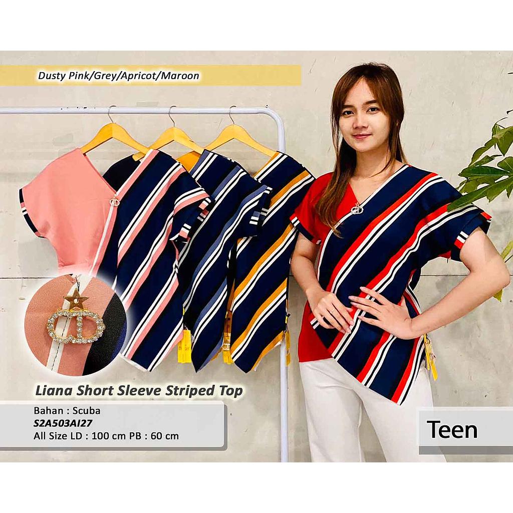 Liana short sleeve striped top