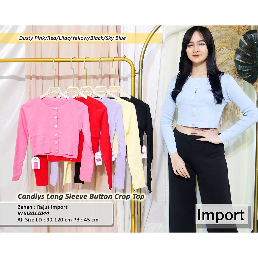 Candlys long sleeve button crop top