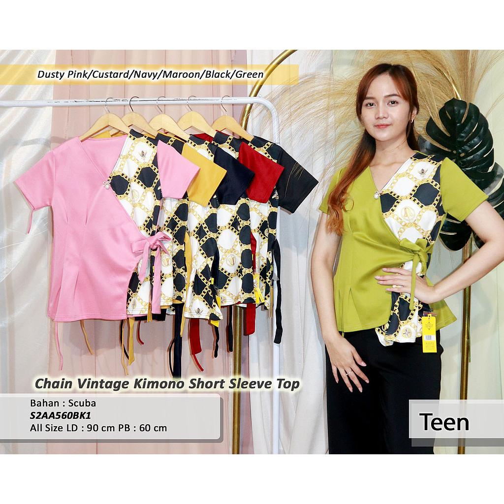 Chain Vintage Kimono short sleeve Top