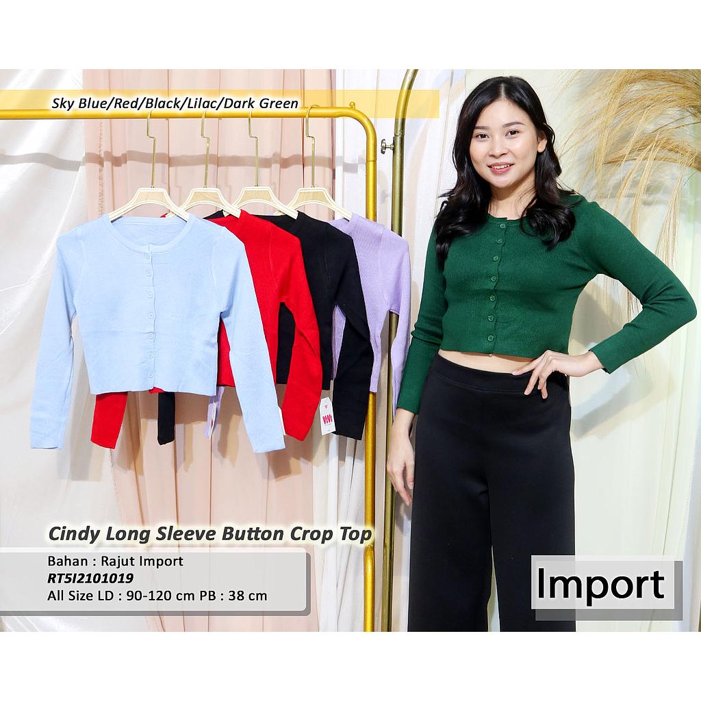 Cindy Long sleeve Button Crop Tp