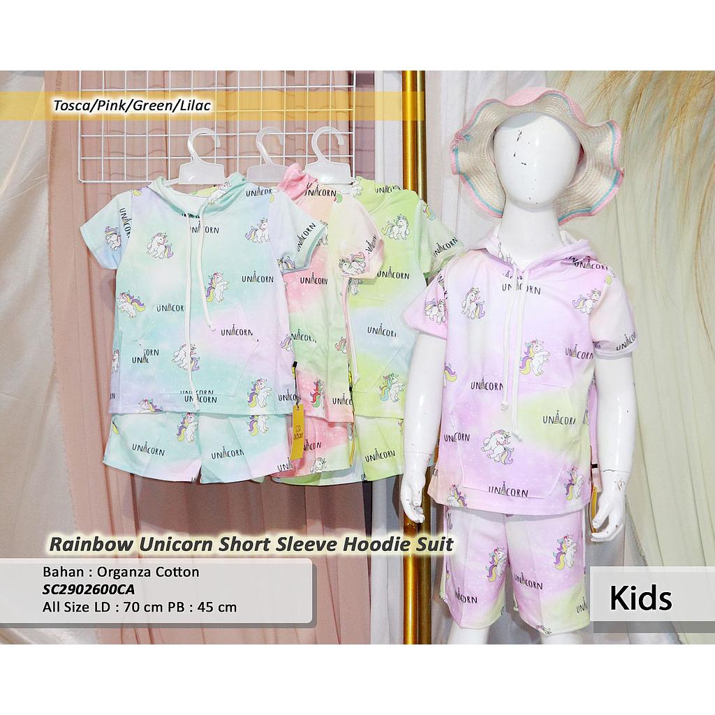 Rainbow Unicorn Short sleeve Hoodie Suit