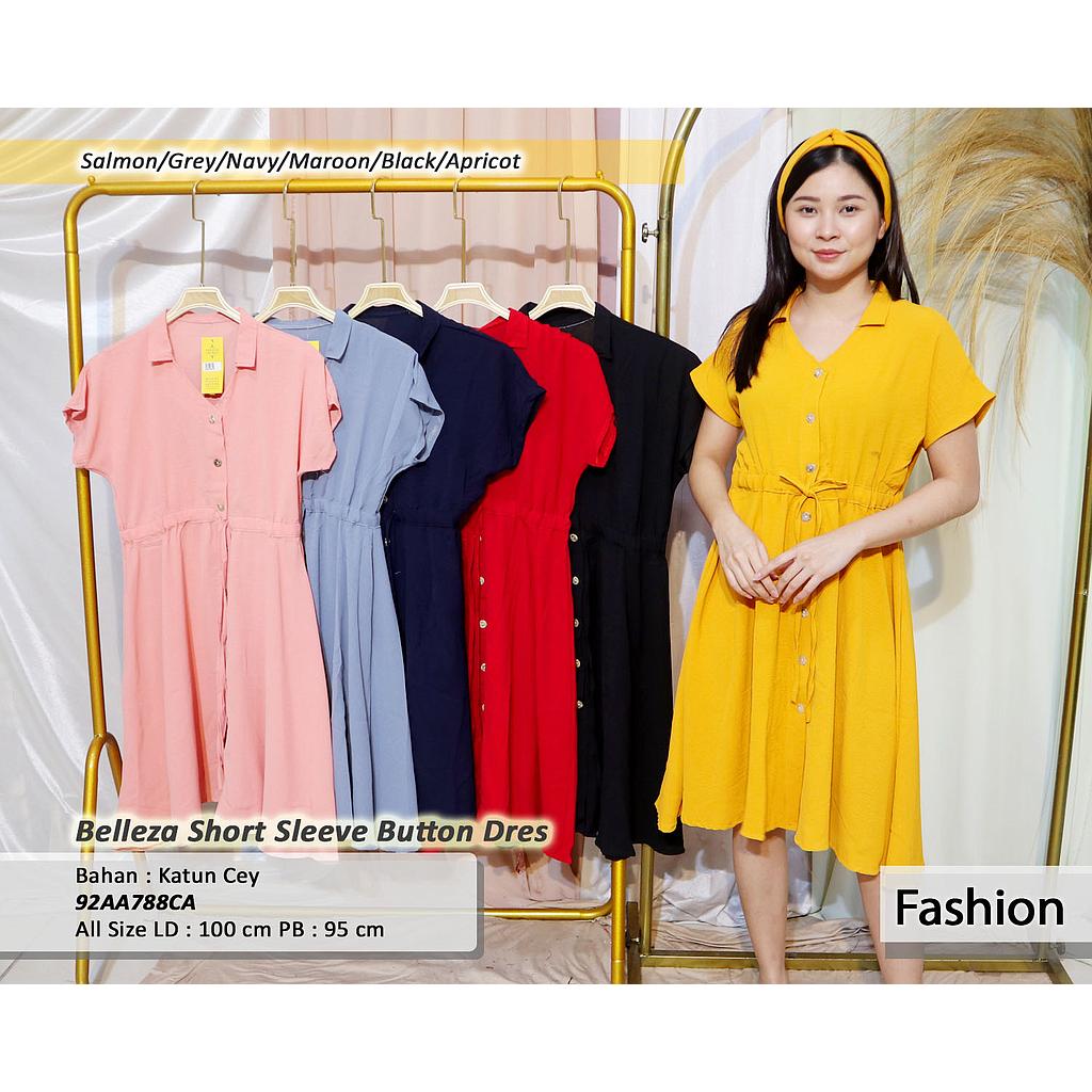 belleza short sleeve button dress