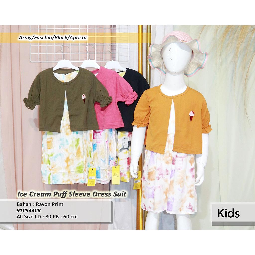 Ice cream puff sleevedress suit