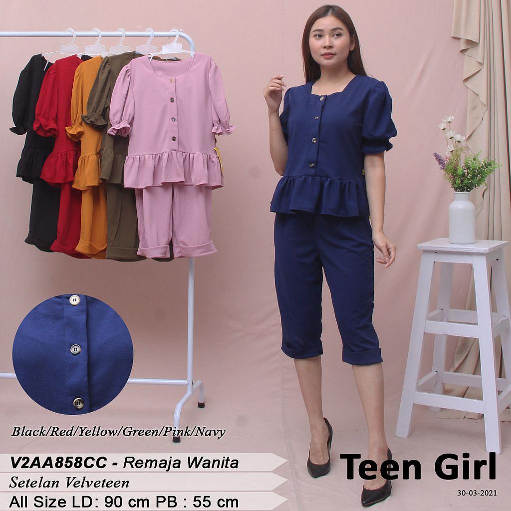 SET VELVETEEN VARIASI KANCING RUMBAI + CELANA 