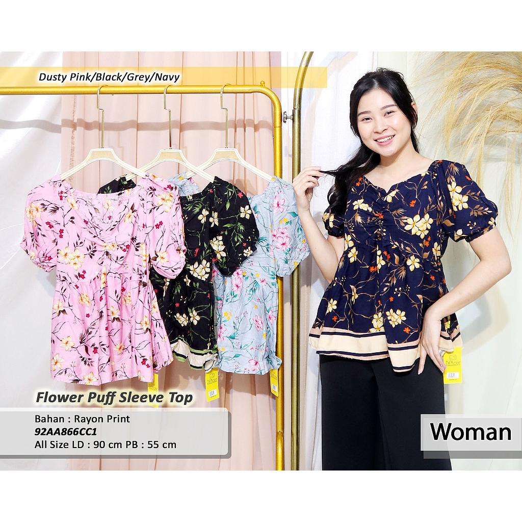 flower puff sleeve top