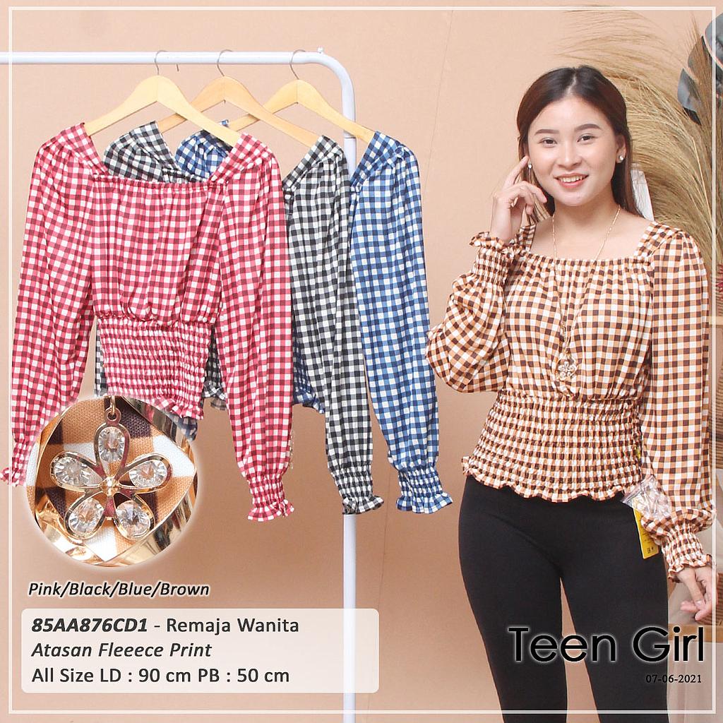 ATASAN HYGET PRINT TGN PJG KARET VARIASI SMOCK KARET + KALUNG