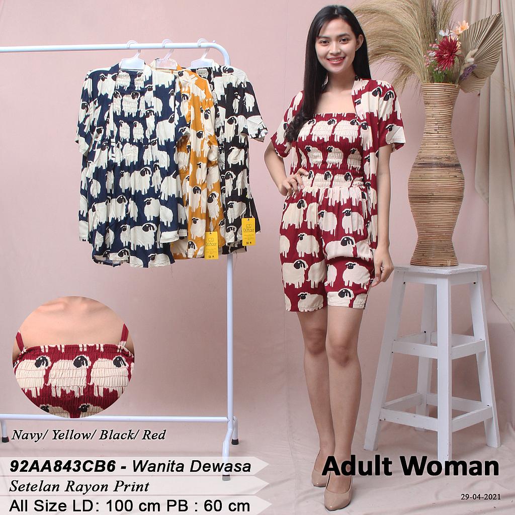 AMY SET KIMONO DALAMAN SMOCK KARET CELANA PENDEK FULLPRINT