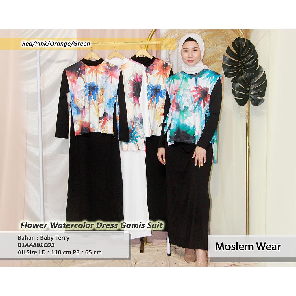 Flower Watercolor dress gamis suit