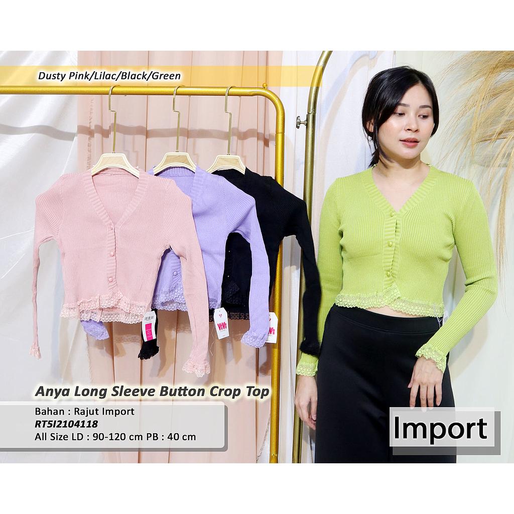 Anya Long sleeve Button crop Top