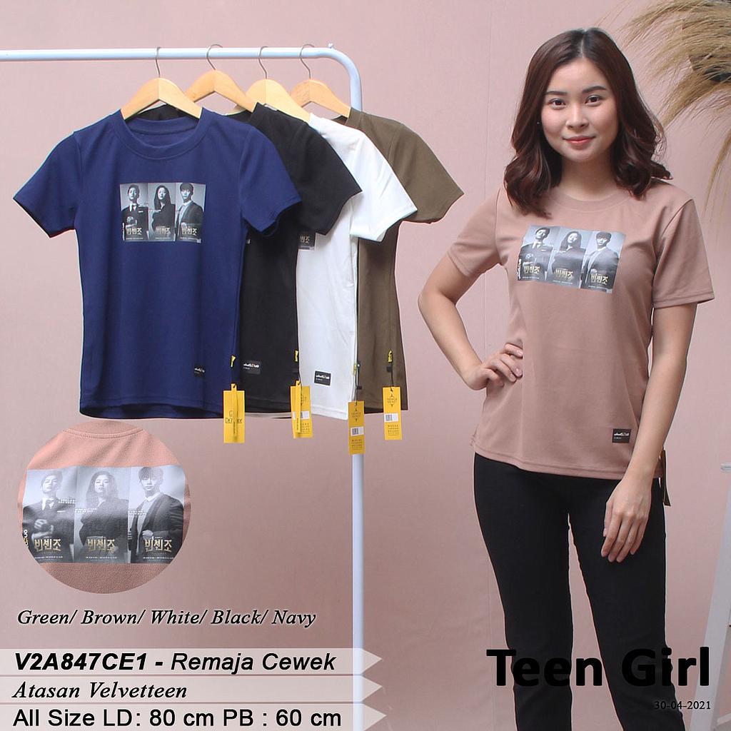 T-shirt Velveteen Aplikasi