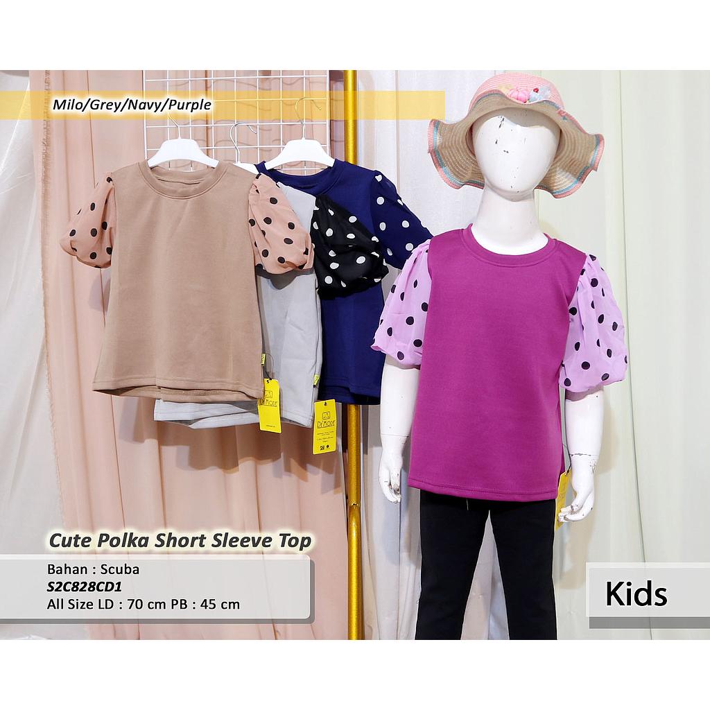 Cute Polka Short Sleeve Top