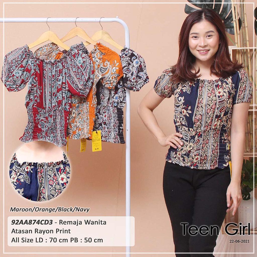 ATASAN RAYON PRINT SABRINA VARIASI SMOCK KARET