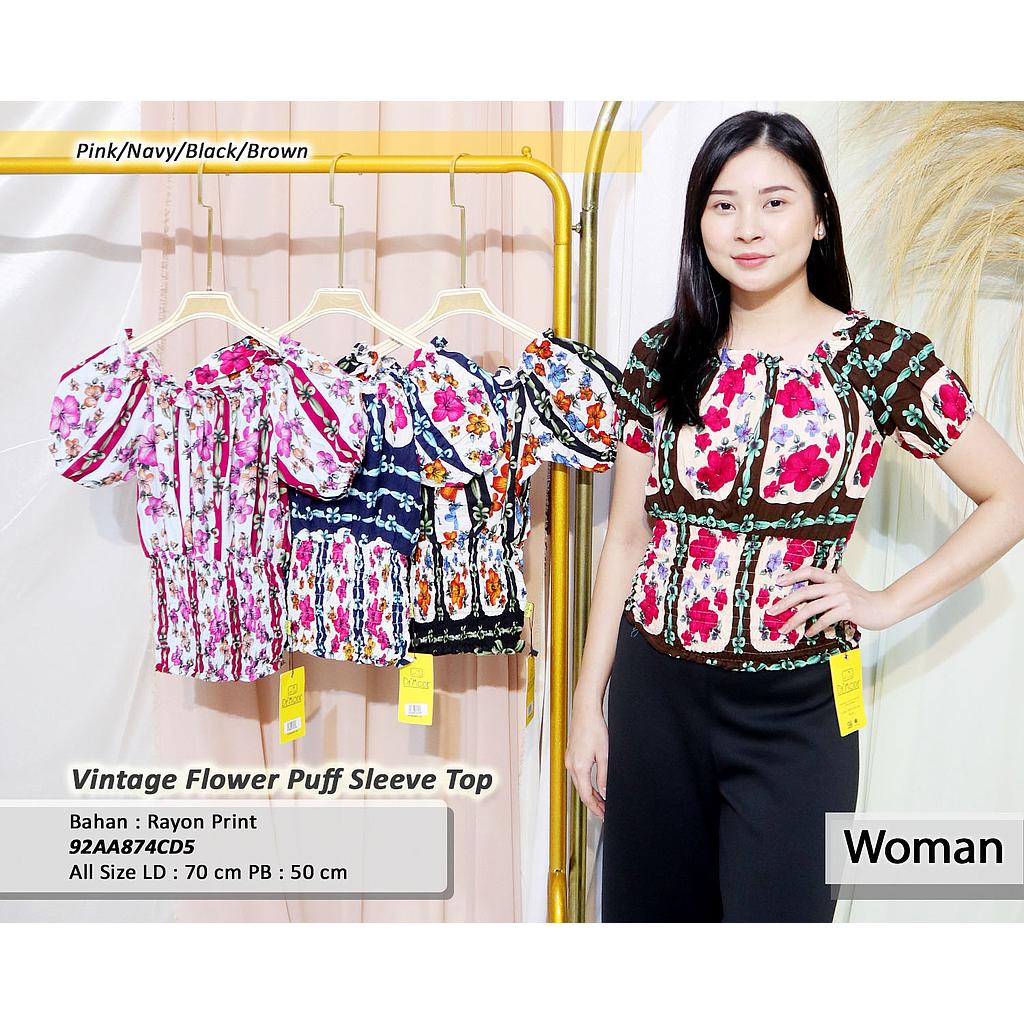 vintage flower puff sleeve top