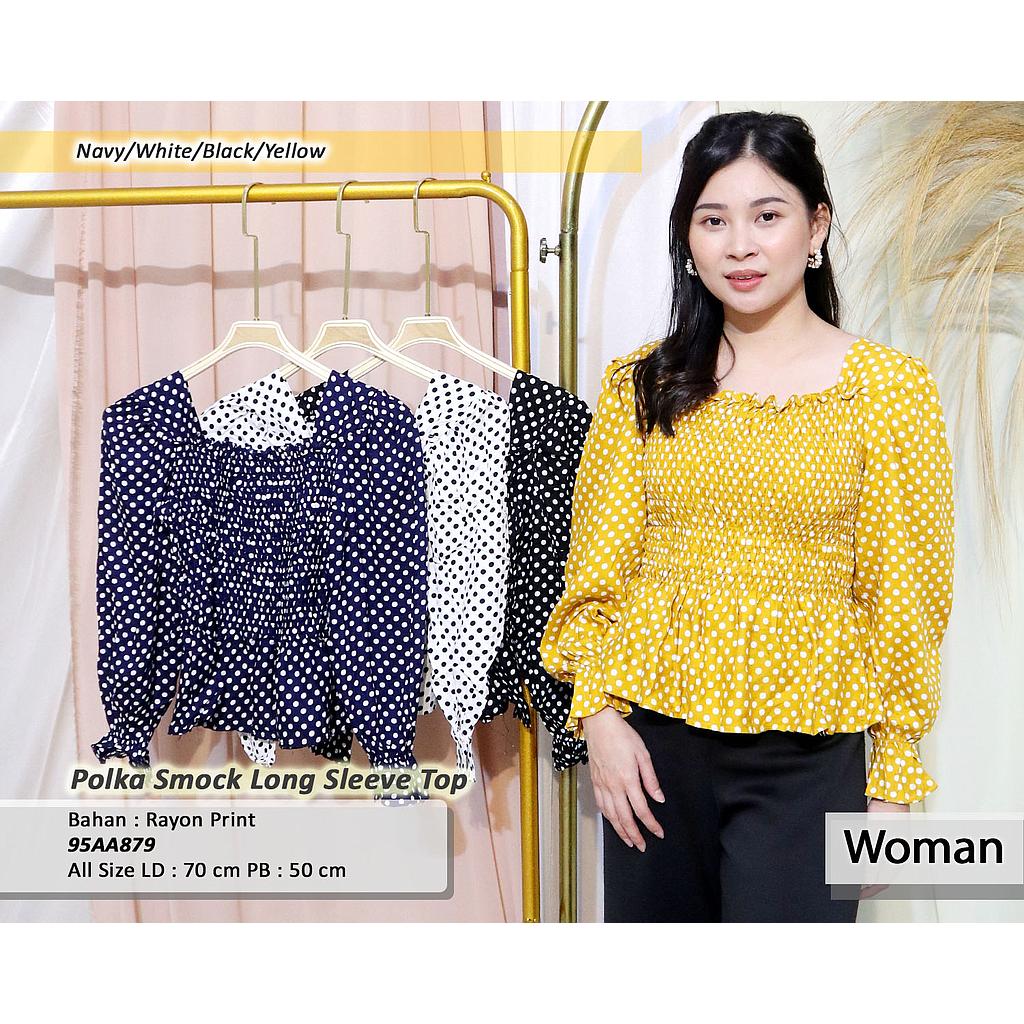 Polka Smock Long Sleeve Top
