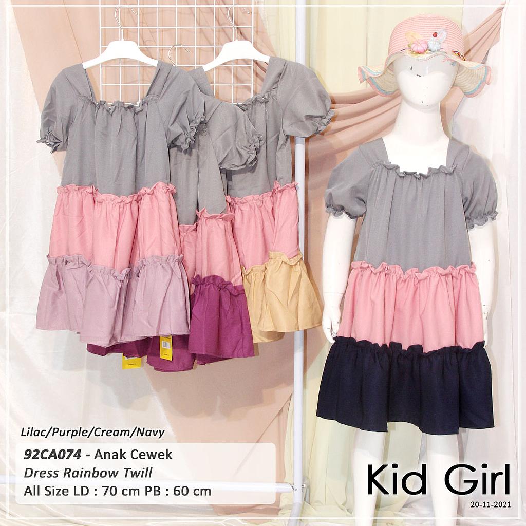 DRESS KID TIMPA SUSUN KERUT BAWAH KOMBINASI 