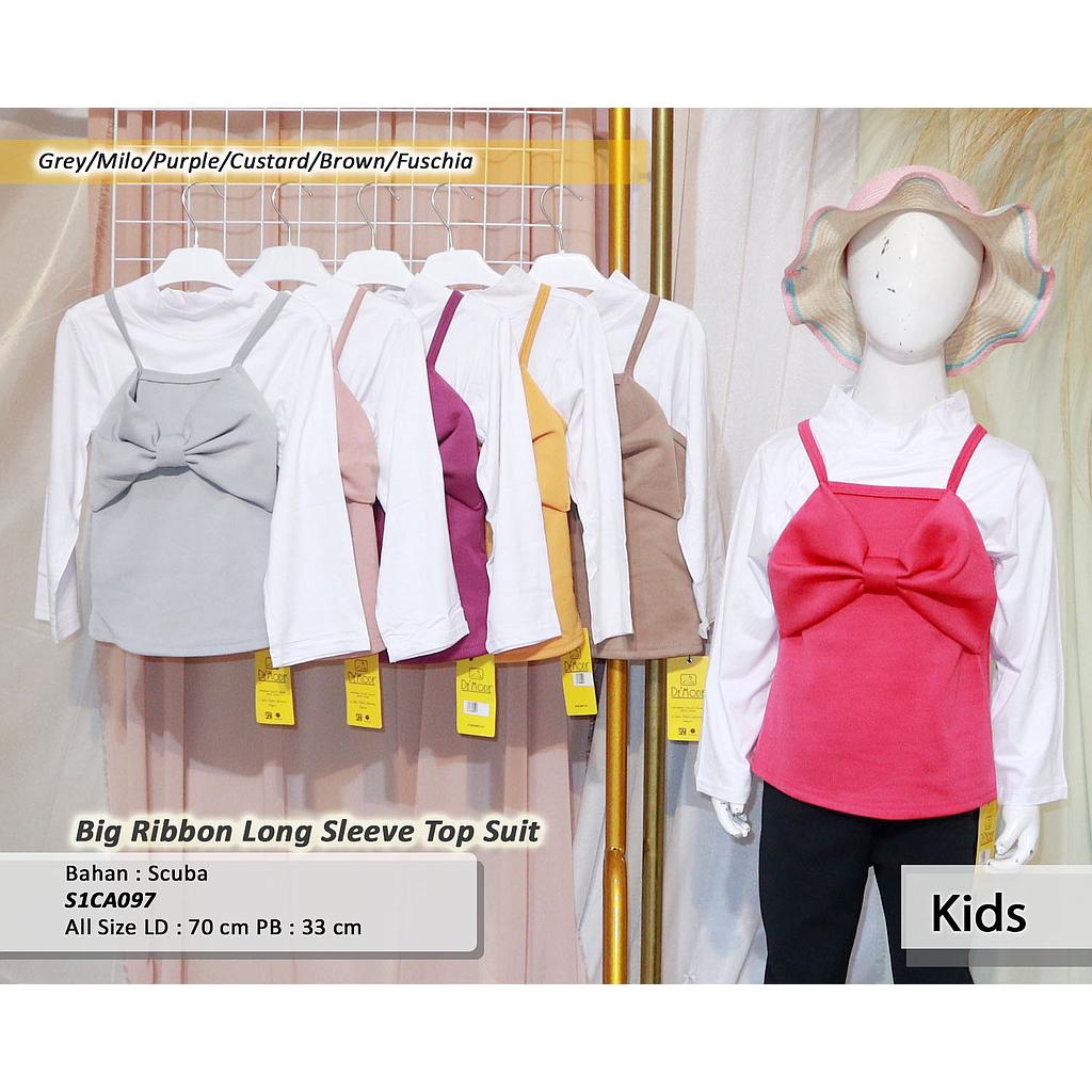 Big ribbon long sleeve top suit