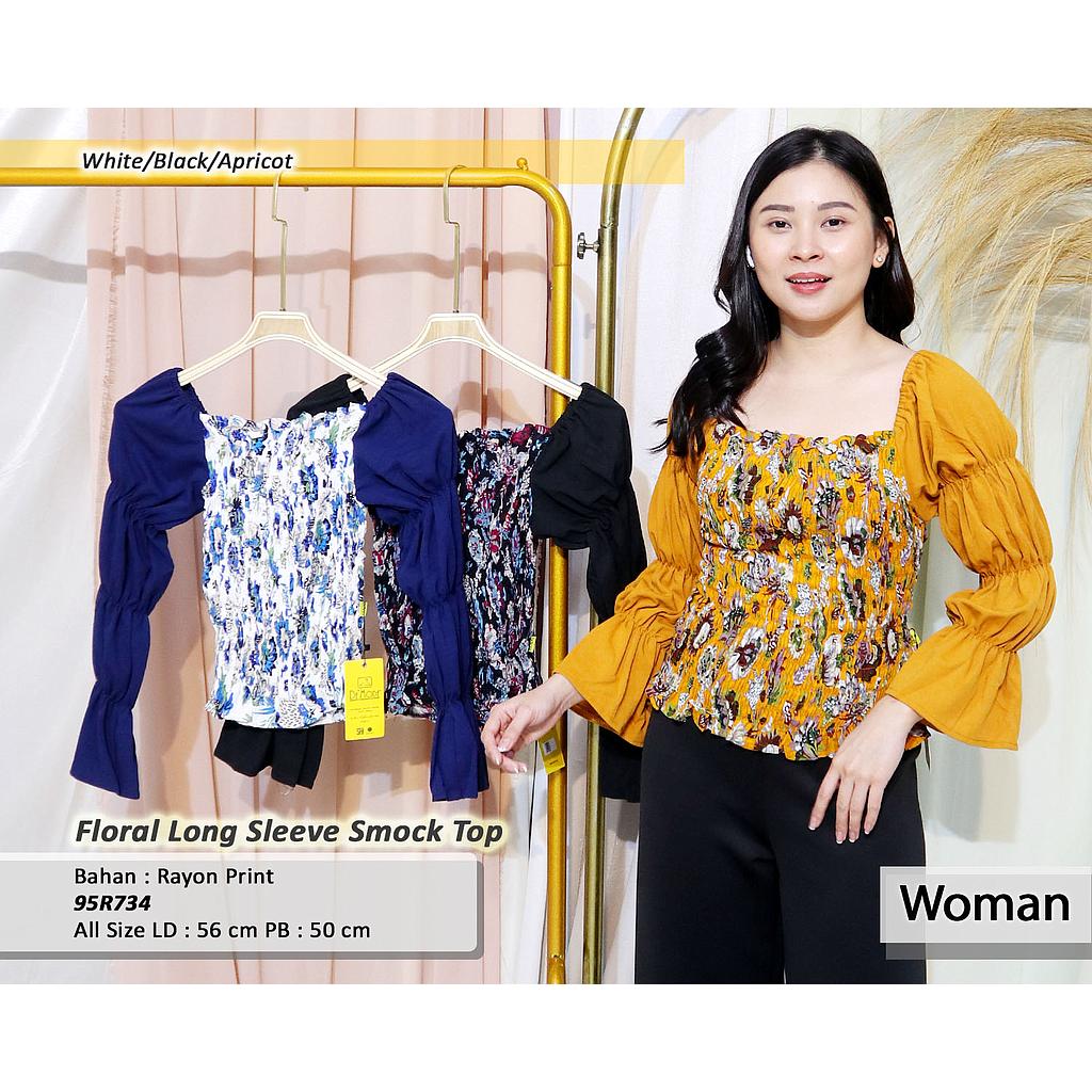 floral long sleeve  smock top