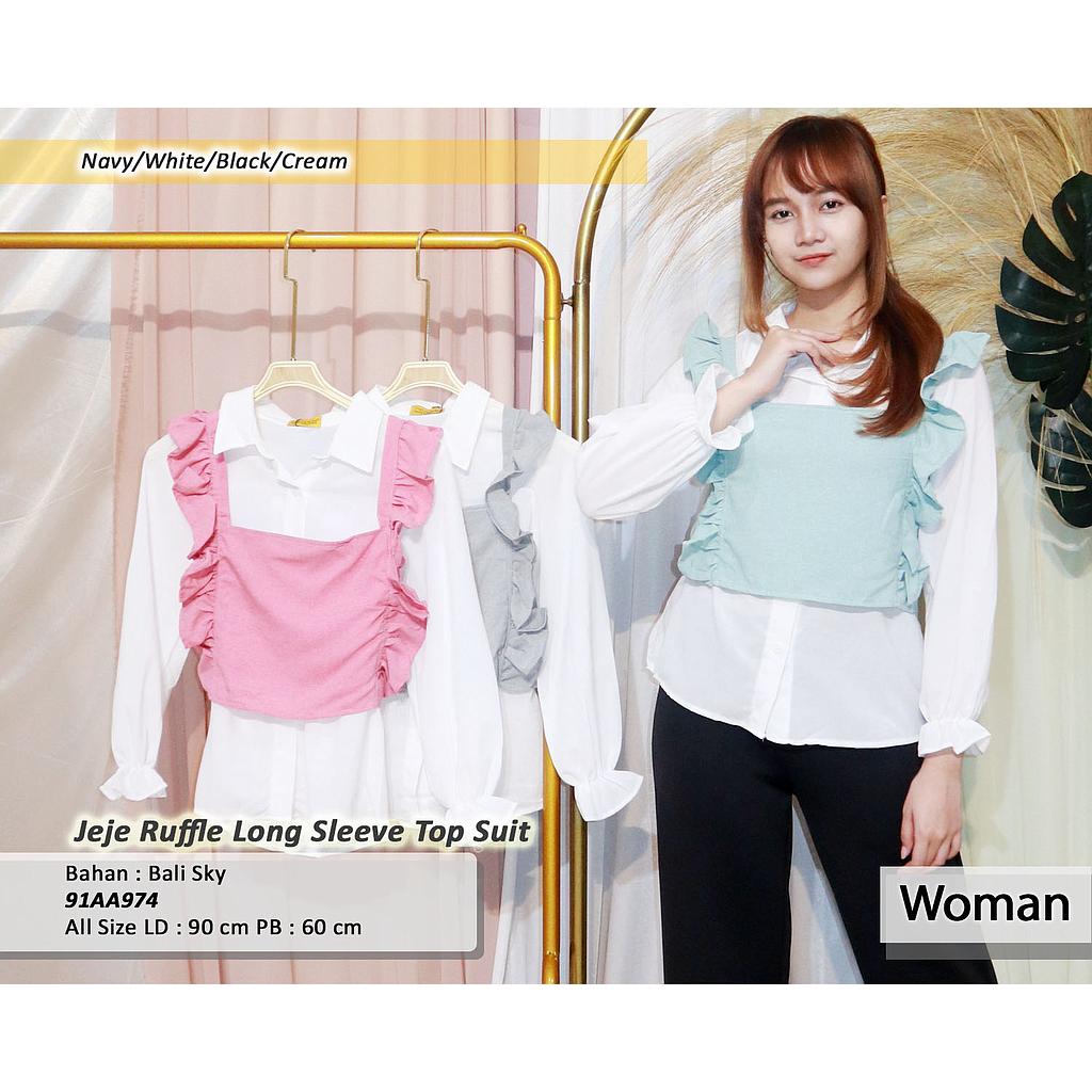 Jeje Ruffle Long sleeve top suit