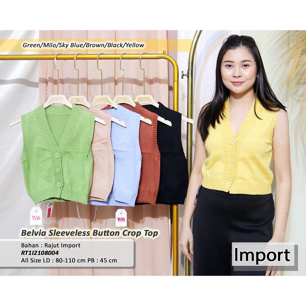 Dianra Sleeveless Button Crop Top