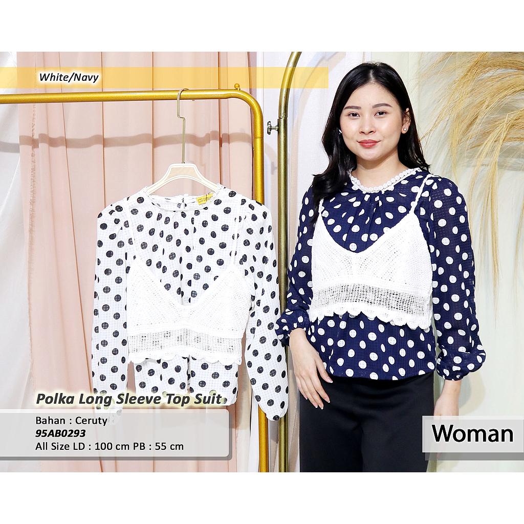 polka long sleeve top suit