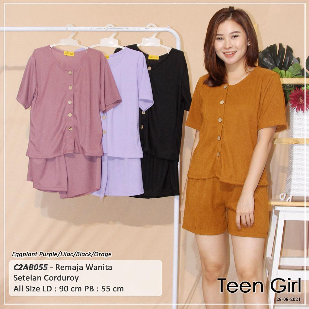 SETELAN SET VARIASI KANCING + CELANA PENDEK PINGGANG TALI SERUT