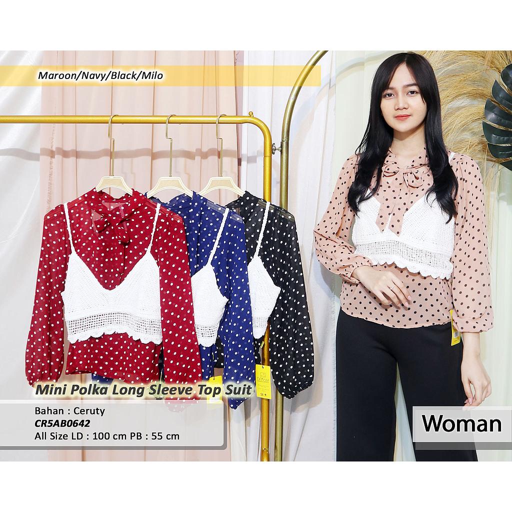 mini polka long sleeve top suit