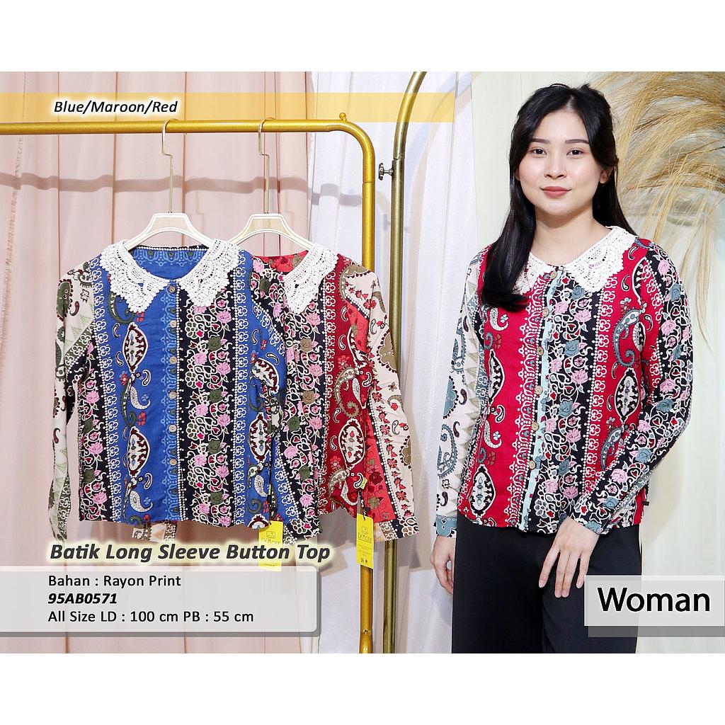 Batik Long sleeve Button Top