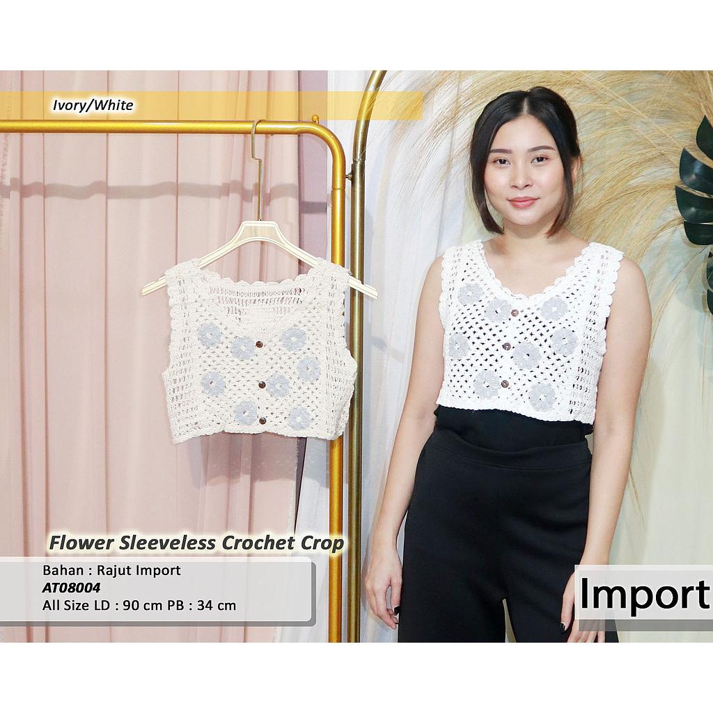 Flower sleeveless crochet crop