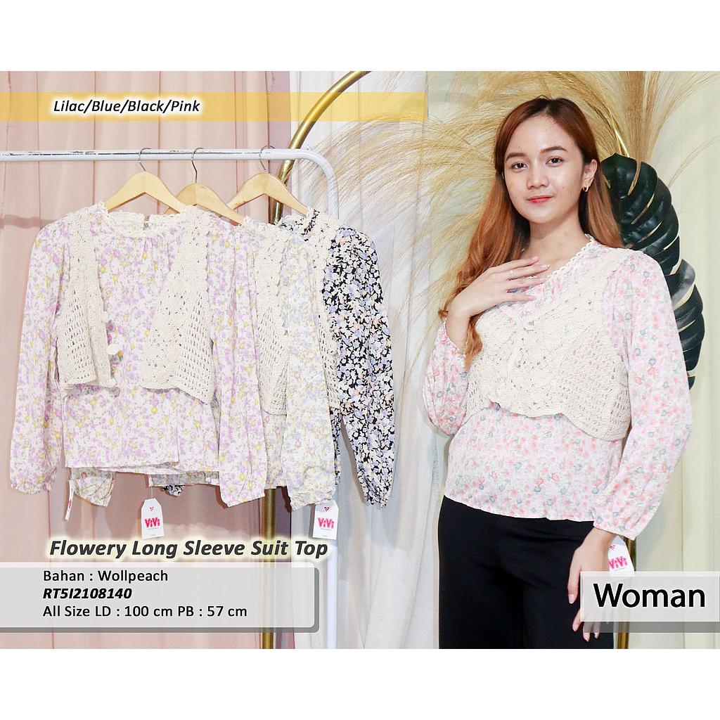 Flowery Long sleeve suit top