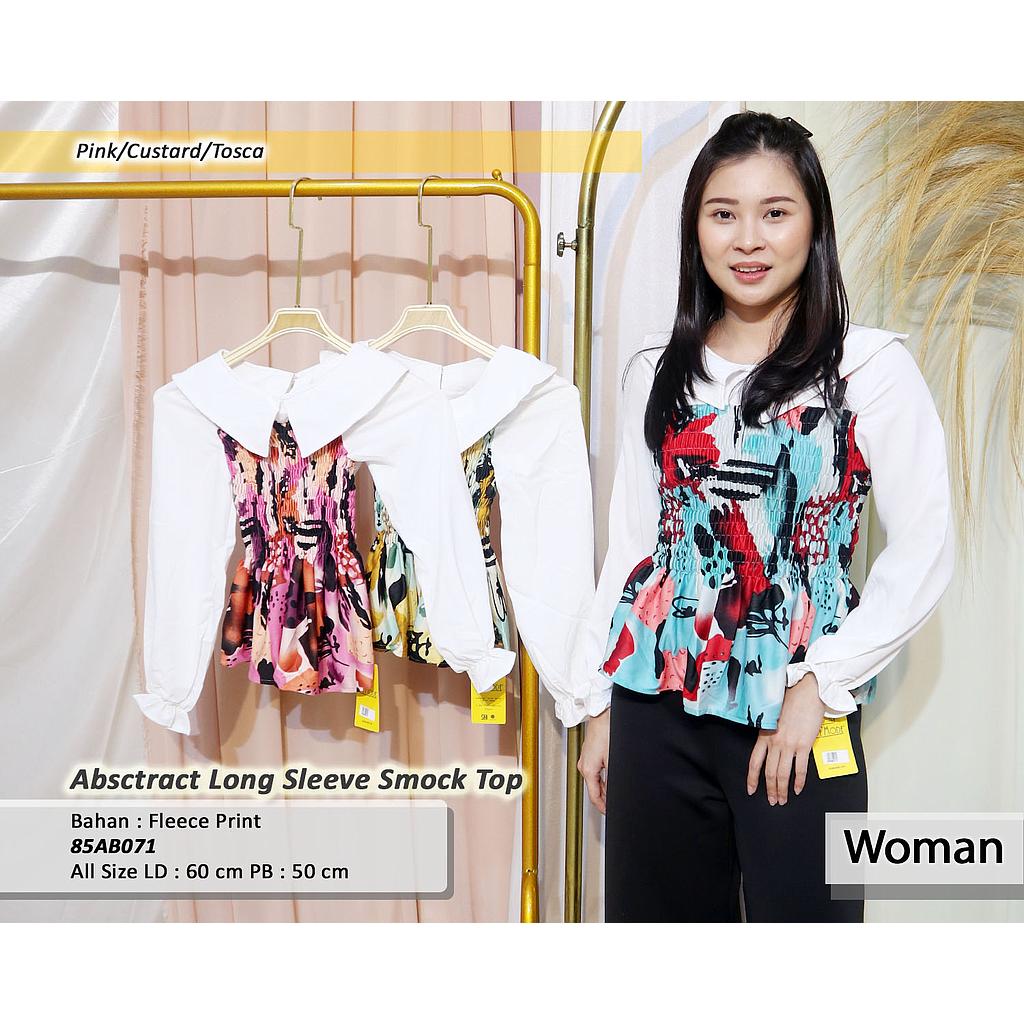 abstract long sleeve smock Top
