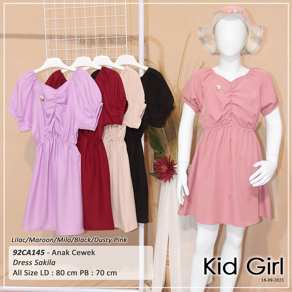 DRESS KID LEHER V SABRINA PINGGANG KARET 