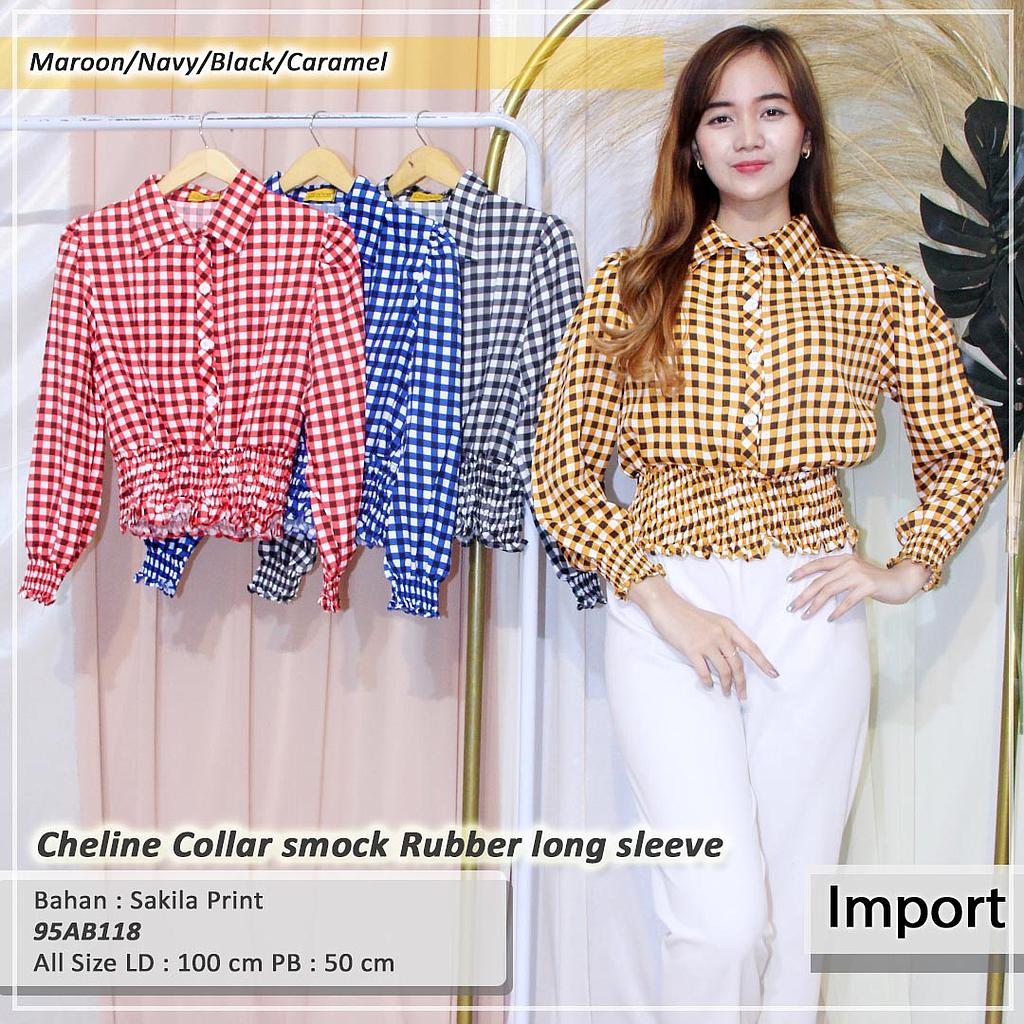 Cheline Collar smock rubber Long sleeve