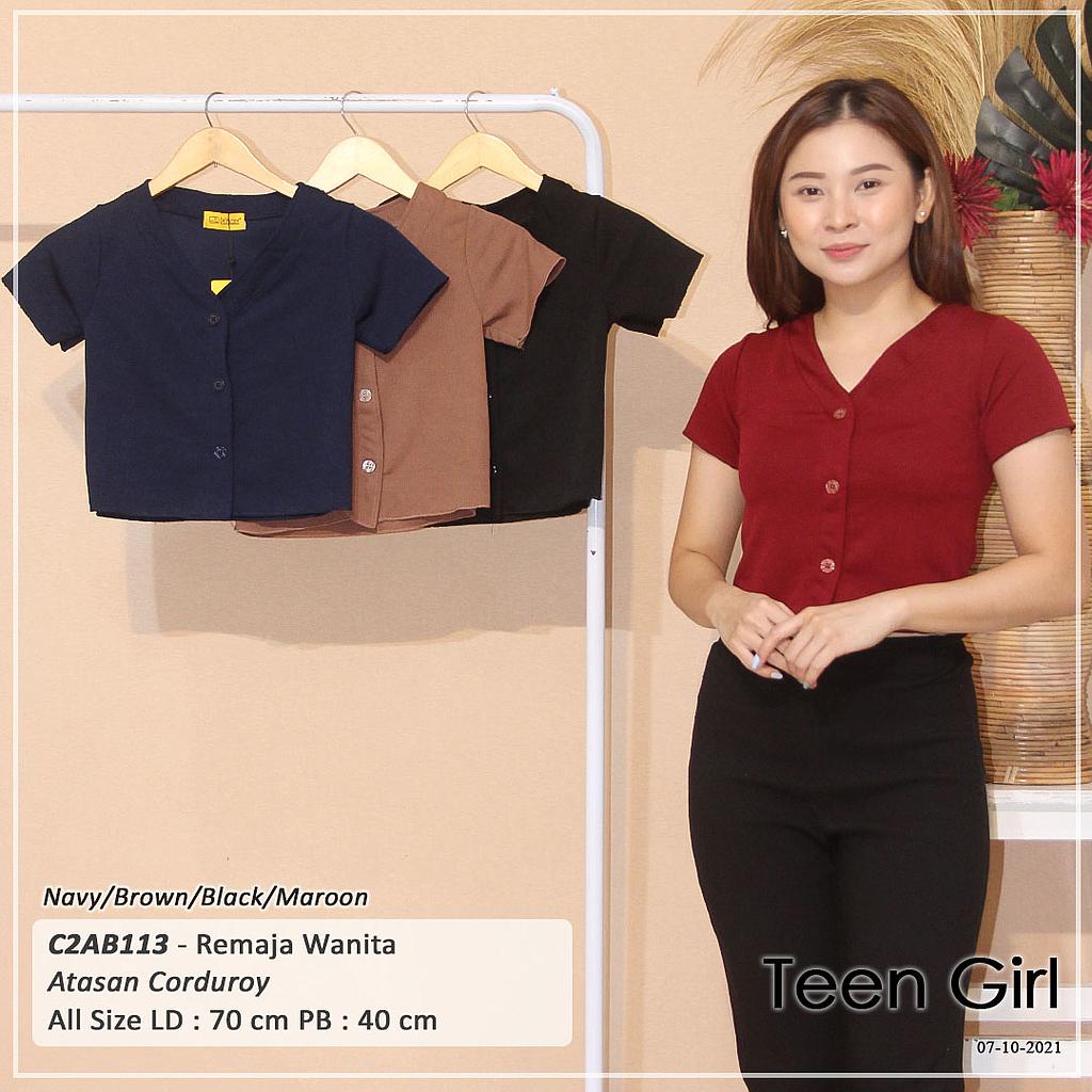 ATASAN CROP LEHER V RIB VARIASI KANCING 