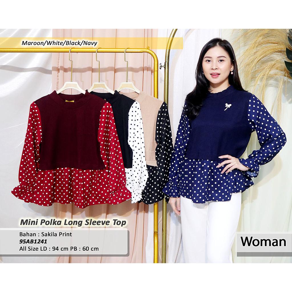 mini polka long sleeve top