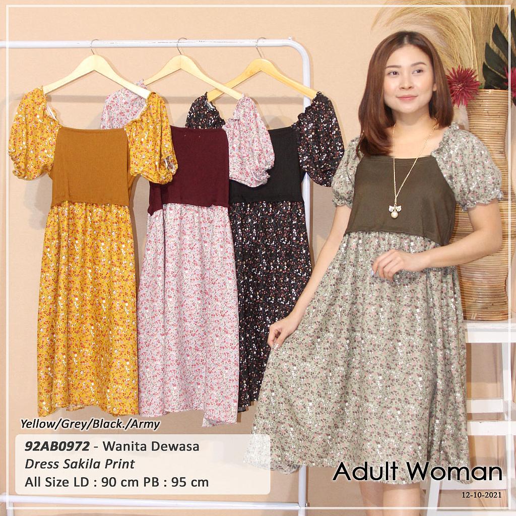 DRESS PUNDAK SABRINA TGN PDK UJ KARET PINGGANG KERUT + KALUNG