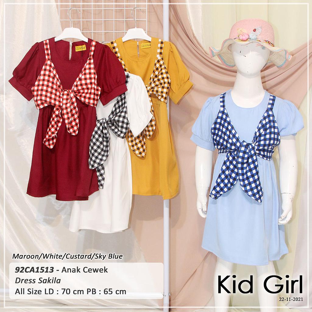 DRESS KID KOMBINASI TANGTOP IKAT DEPAN PINGGANG KERUT