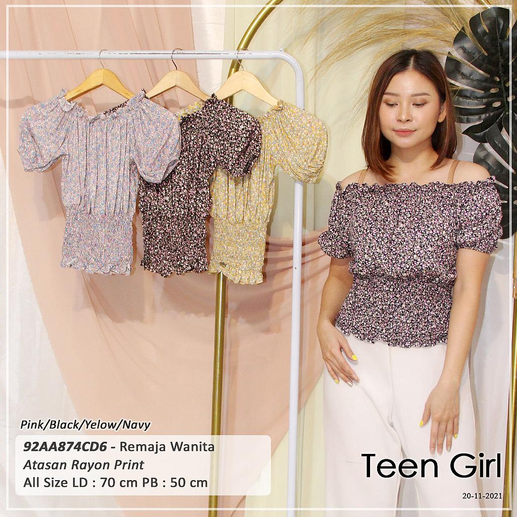 ATASAN RAYON PRINT SABRINA VARIASI SMOCK KARET