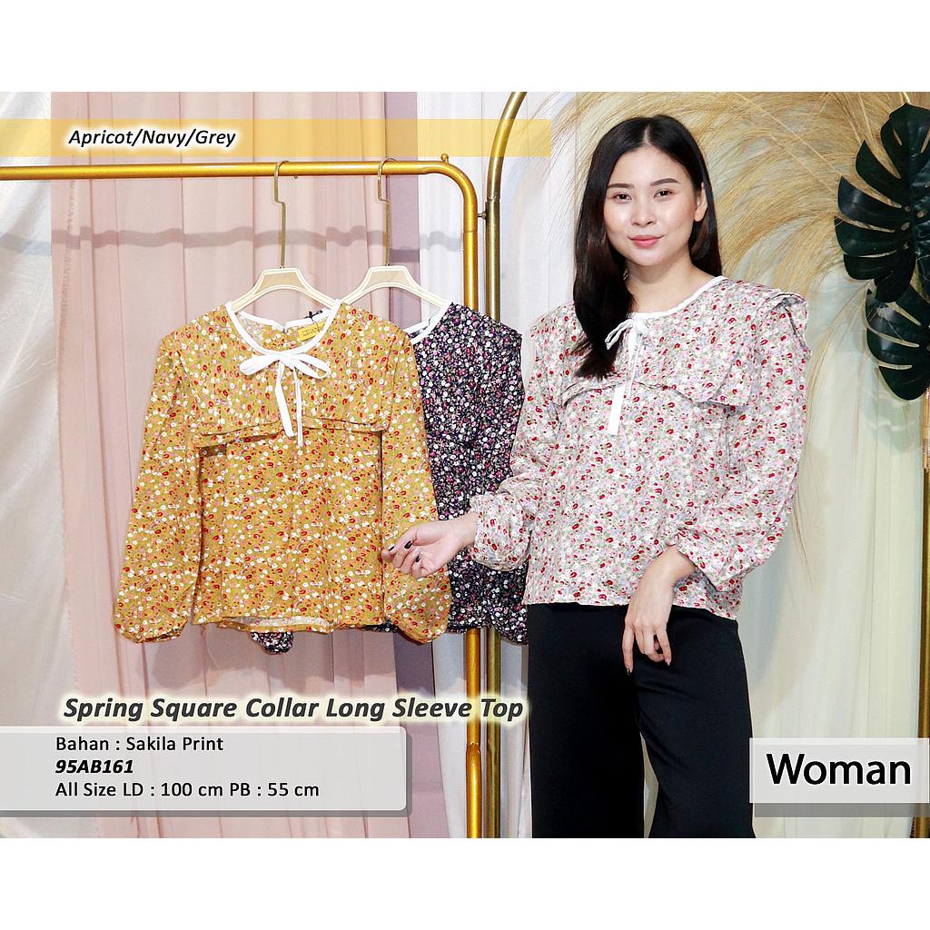 Spring Square collar long sleeve top