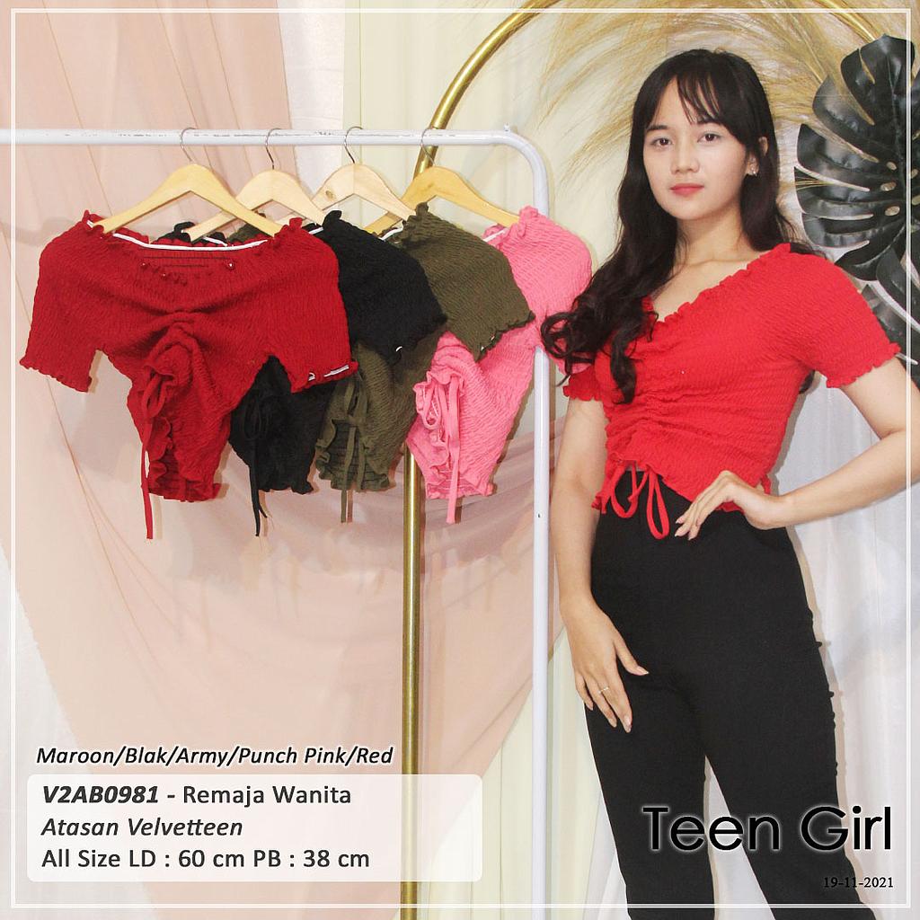 ATASAN LEHER SABRINA FULL SMOCK KARET TENGAH JAHIT TALI SERUT