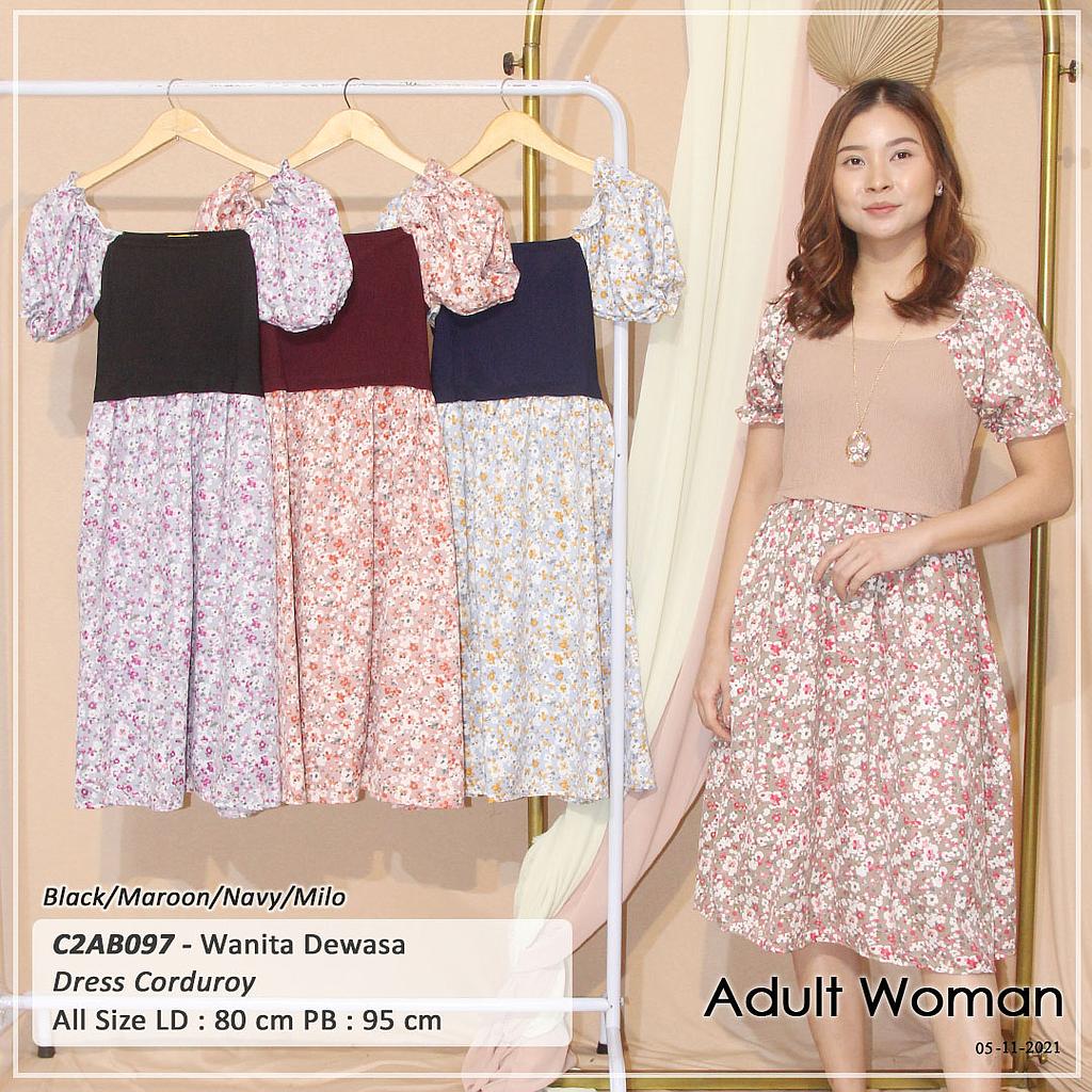 DRESS PUNDAK SABRINA TGN PDK UJ KARET PINGGANG KERUT + KALUNG