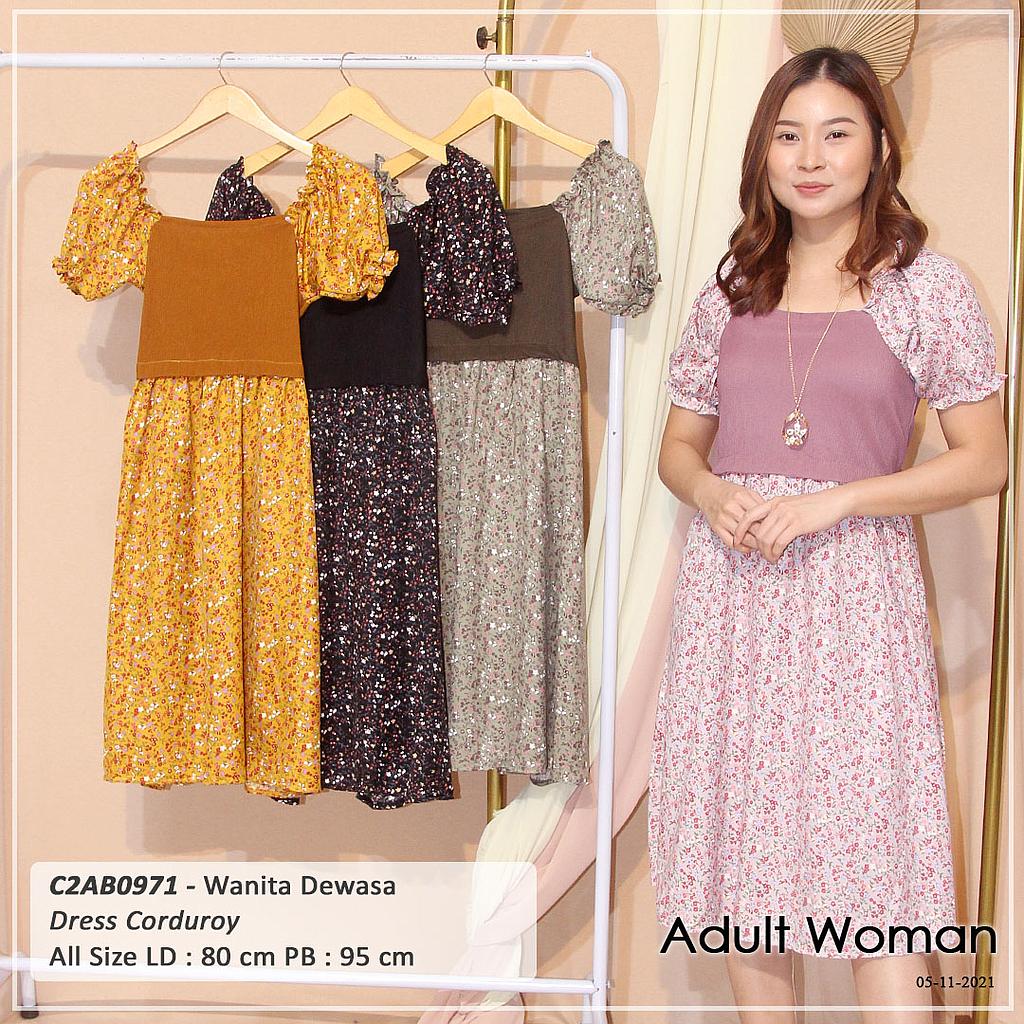 DRESS PUNDAK SABRINA TGN PDK UJ KARET PINGGANG KERUT + KALUNG
