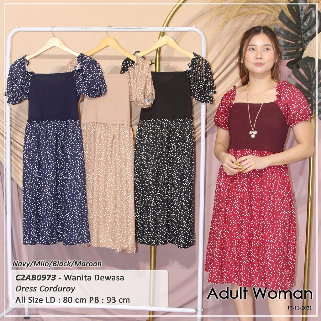 DRESS PUNDAK SABRINA TGN PDK UJ KARET PINGGANG KERUT + KALUNG