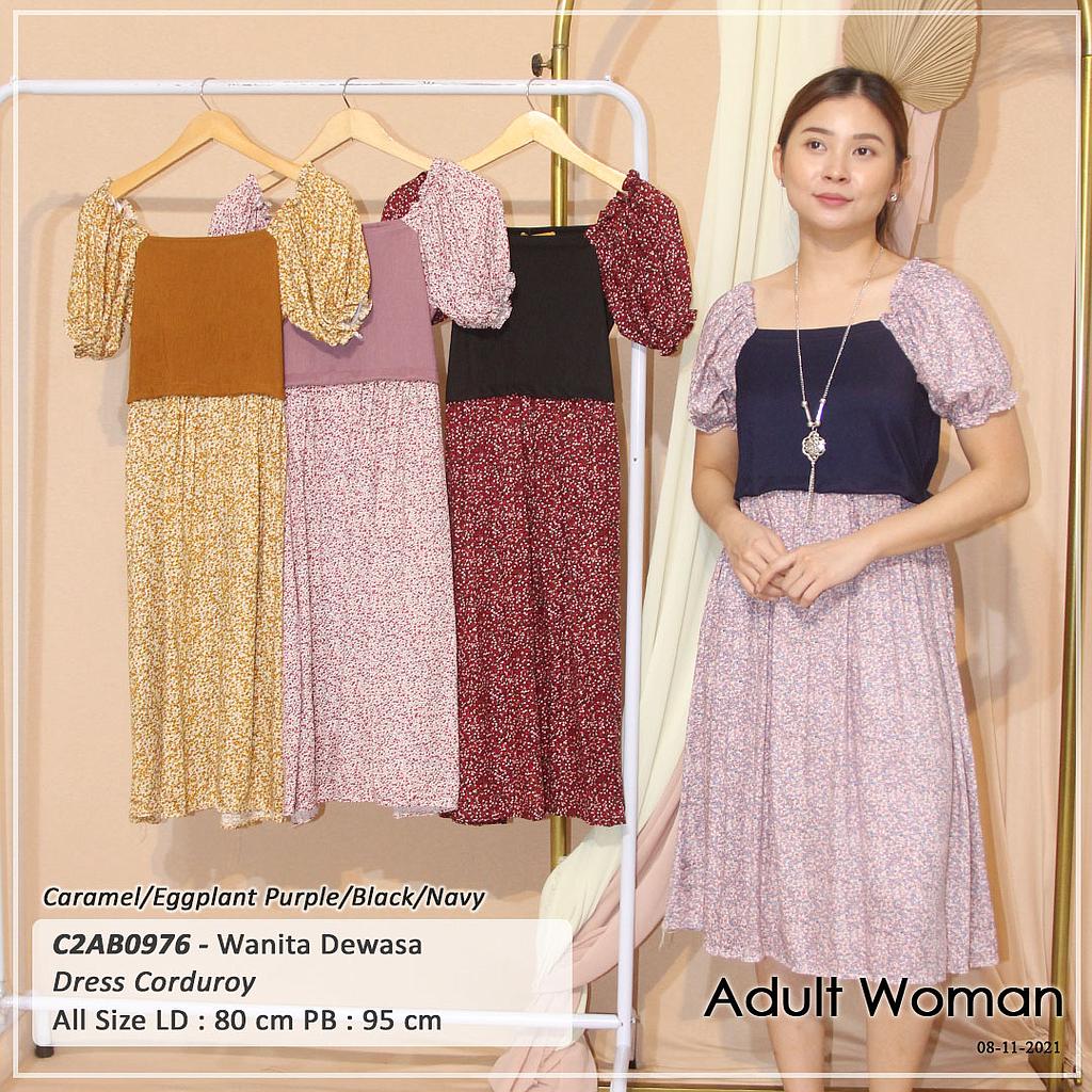 DRESS PUNDAK SABRINA TGN PDK UJ KARET PINGGANG KERUT + KALUNG