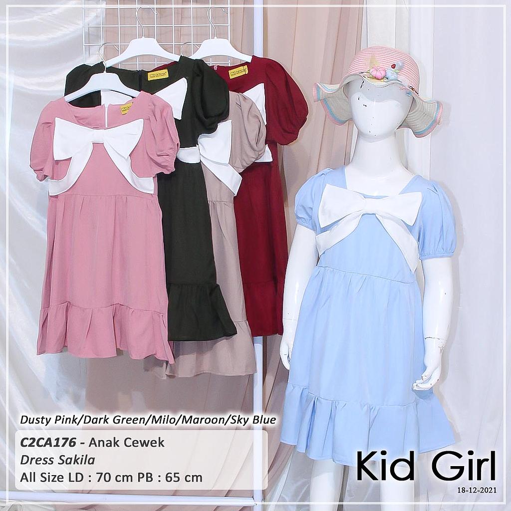 DRESS KID LEHER KOTAK VARIASI PITA KERUT SUSUN 