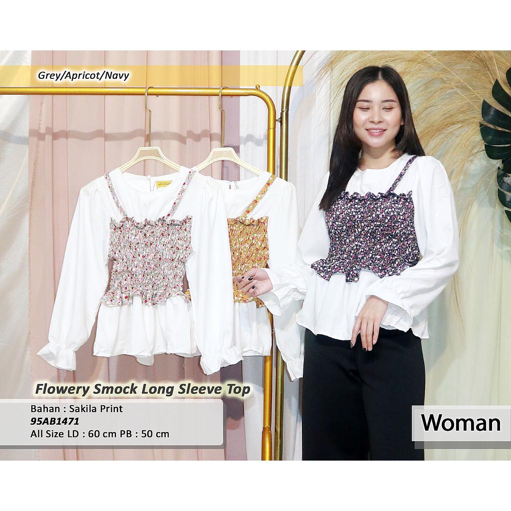 Flowery Smock Long top (AB147)