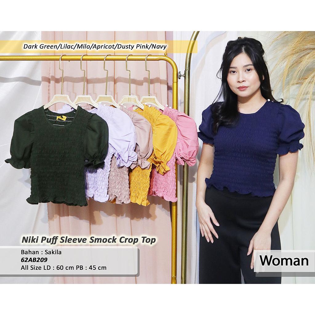 Niki Puff Sleeve Smock Crop Top