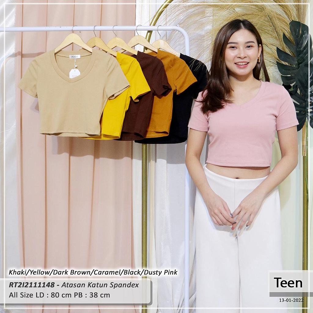 Kaos remaja wanita Croptop V neck Poco